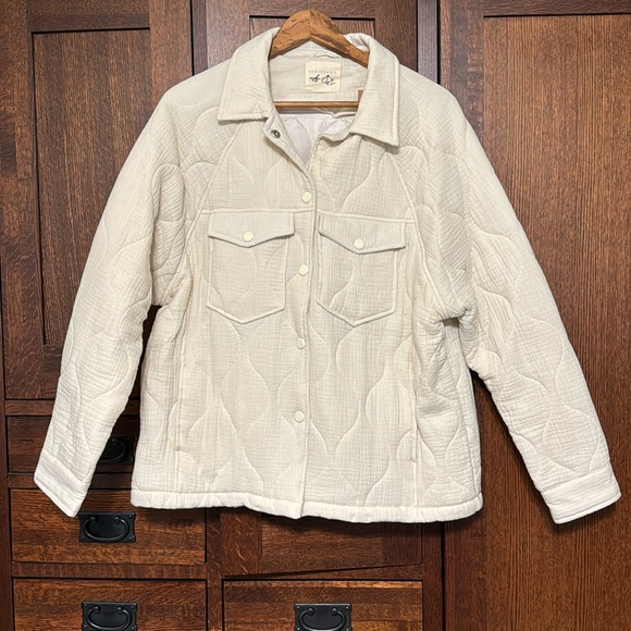 NWT RD Style Cream Trucker Quilted Shacket - Picture 1 of 6